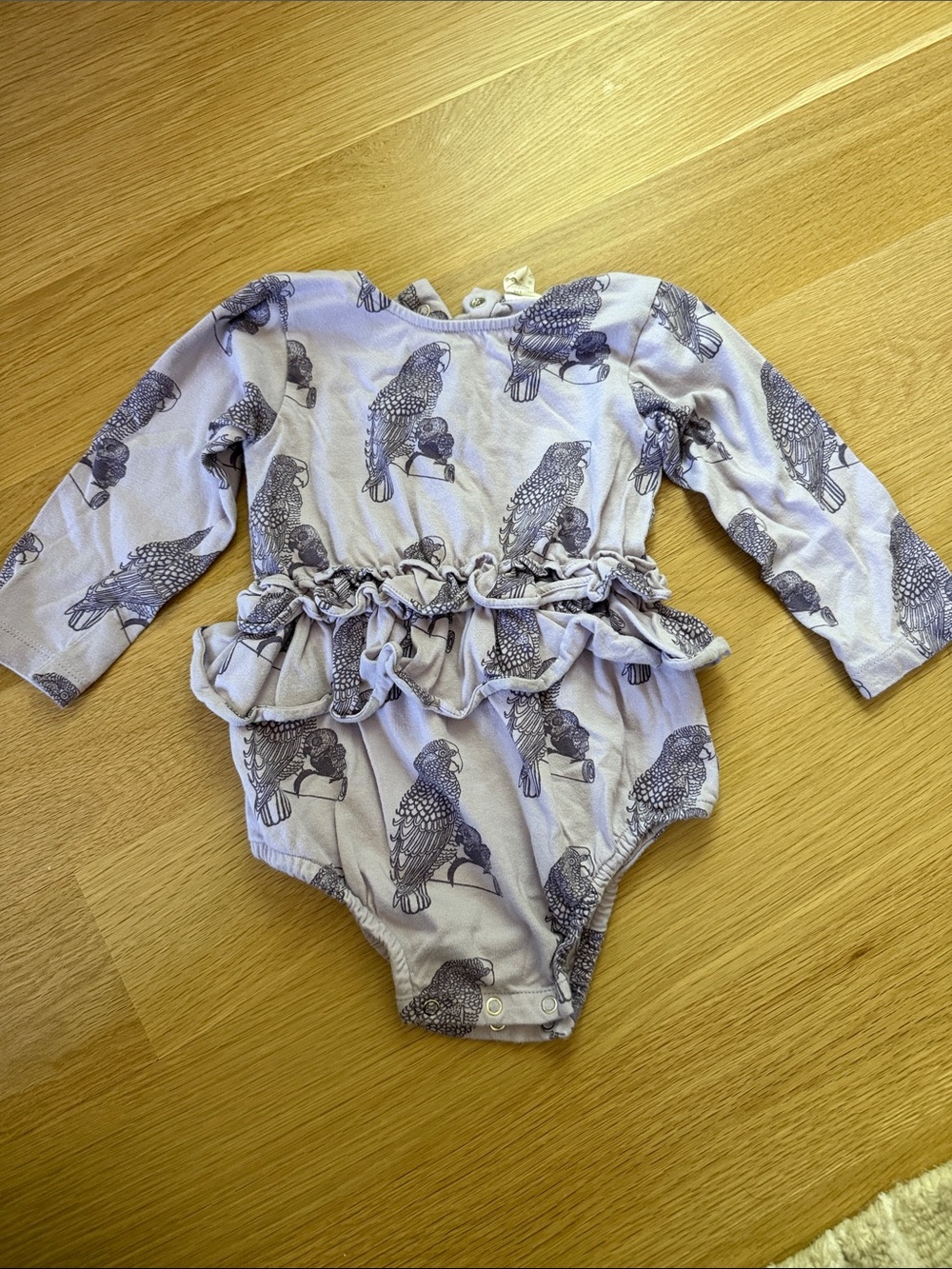 kate quinn Lavender Bird-Print bubble Ruffle One-Piece